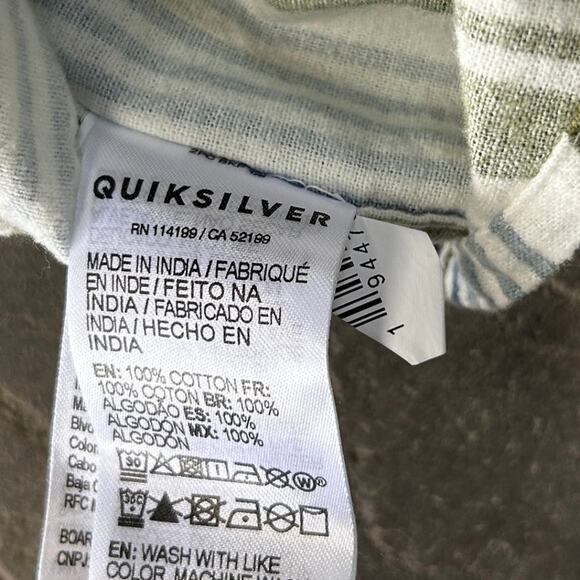 Quiksilver Flannel Shirt Mens M White Striped Beach Button Up Long Sleeve Surf - Picture 6 of 8